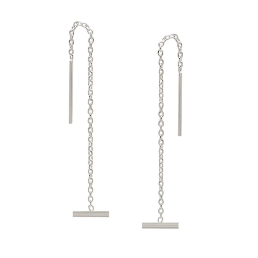 Bar Ear Threaders-Silver