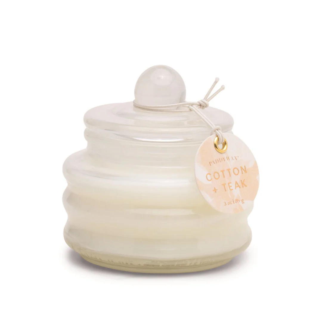 Beam 3oz White Glass-Cotton & Teak