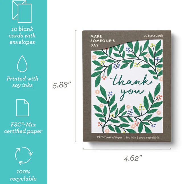 Botanical Wreath - Blank Thank You Notecards - Image 3