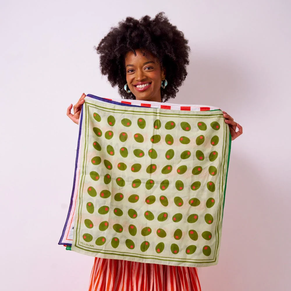 Carson Olive Print Scarf 21x21 - Image 2