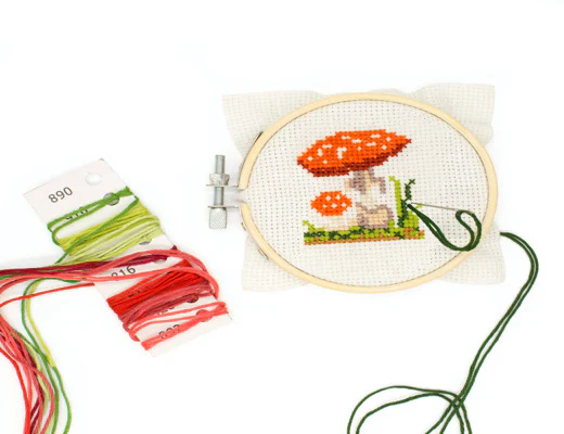 Mushroom - Mini Cross Stitch Embroidery Kit - Image 2