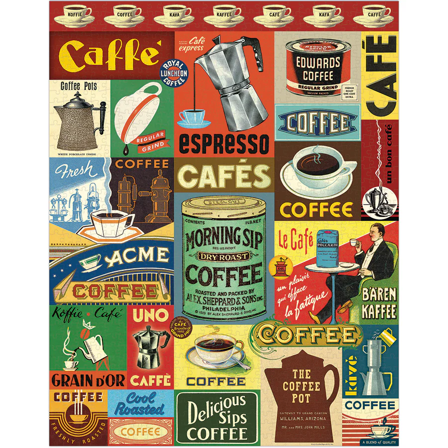 *Coming Soon Spring 2026* Cavallini & Co. 1000 Piece Puzzle - Coffee - Image 2