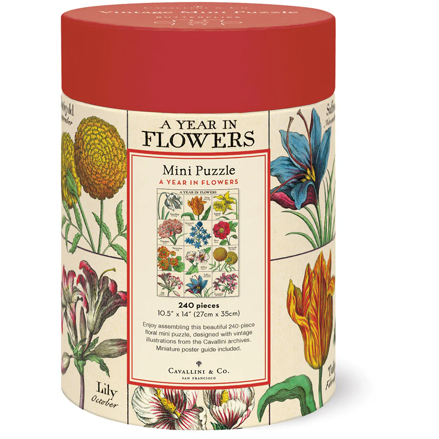 *Coming Soon Spring 2026* Cavallini & Co. 240 Piece Mini Puzzle - A Year of Flowers - Image 3