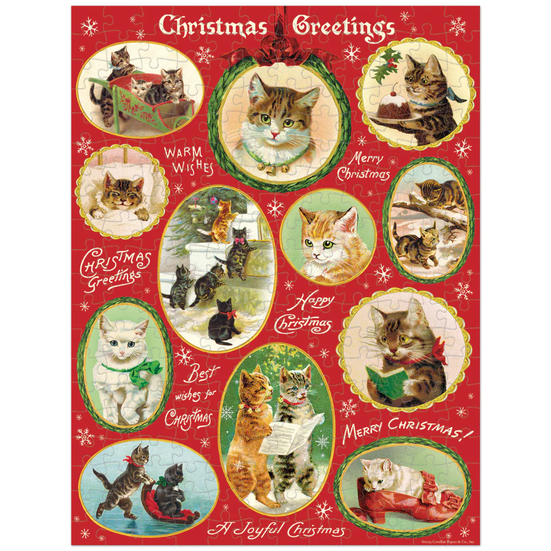 Cavallini & Co. 240 Piece Mini Puzzle - Christmas Cats - Image 2