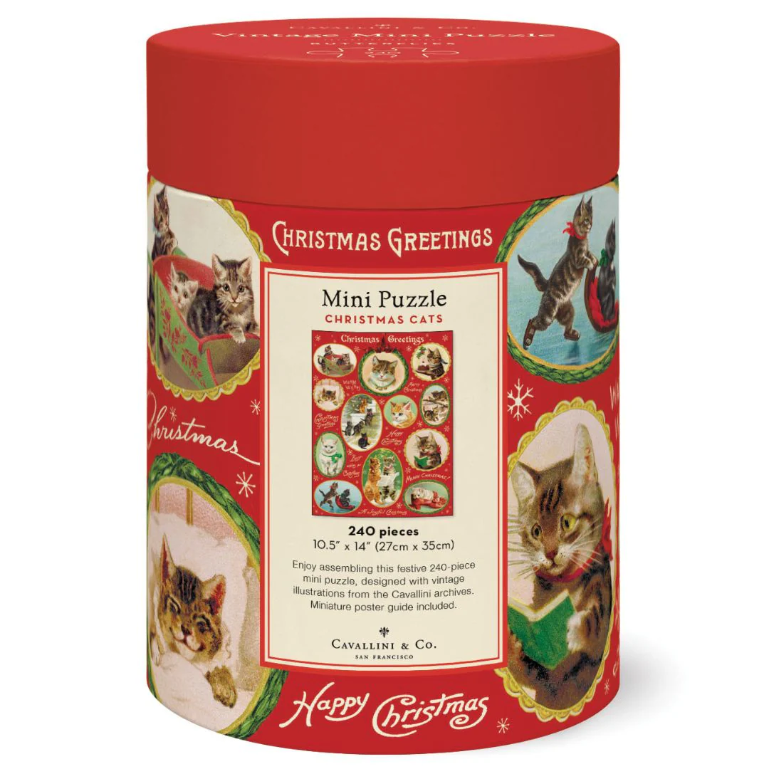Cavallini & Co. 240 Piece Mini Puzzle - Christmas Cats - Image 3