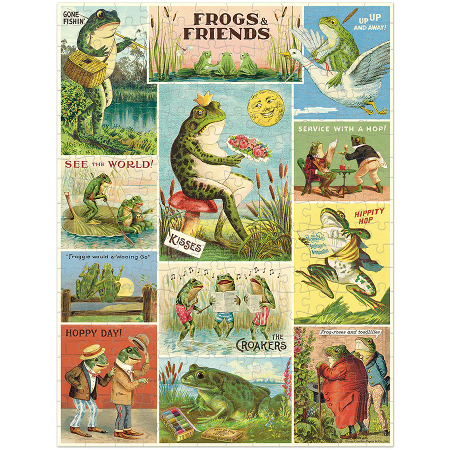 *Coming Soon Spring 2026* Cavallini & Co. 240 Piece Mini Puzzle - Frogs & Friends - Image 2