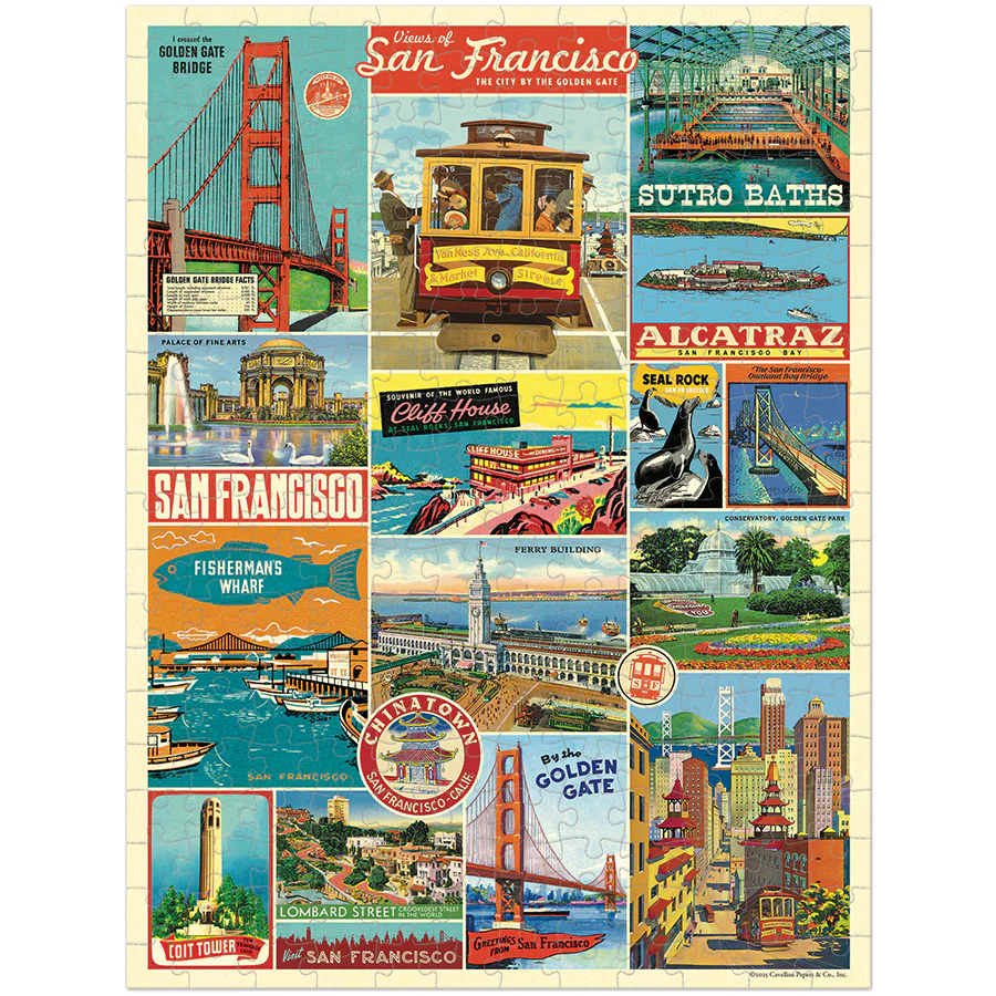 *Coming Soon Spring 2026* Cavallini & Co. 240 Piece Mini Puzzle - San Francisco - Image 2