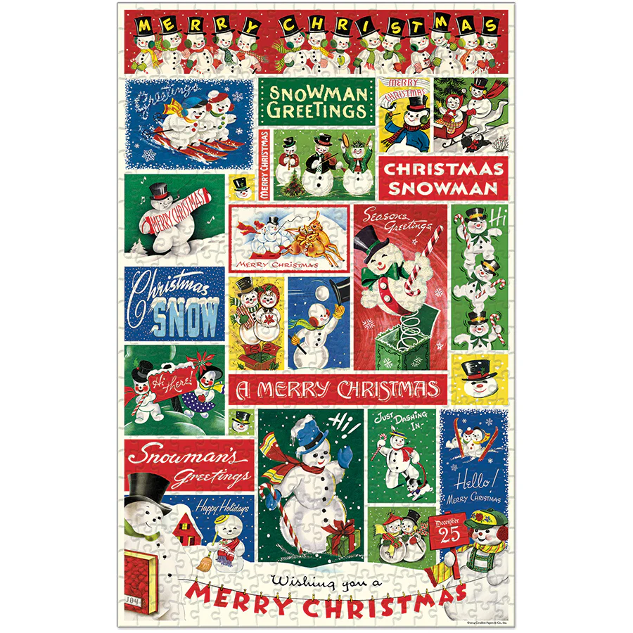 Cavallini & Co. 500 Piece Puzzle - Christmas Snowmen - Image 2
