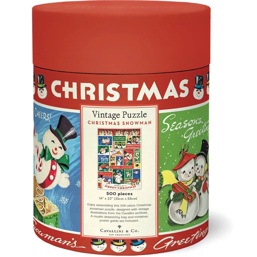 Cavallini & Co. 500 Piece Puzzle - Christmas Snowmen - Image 3
