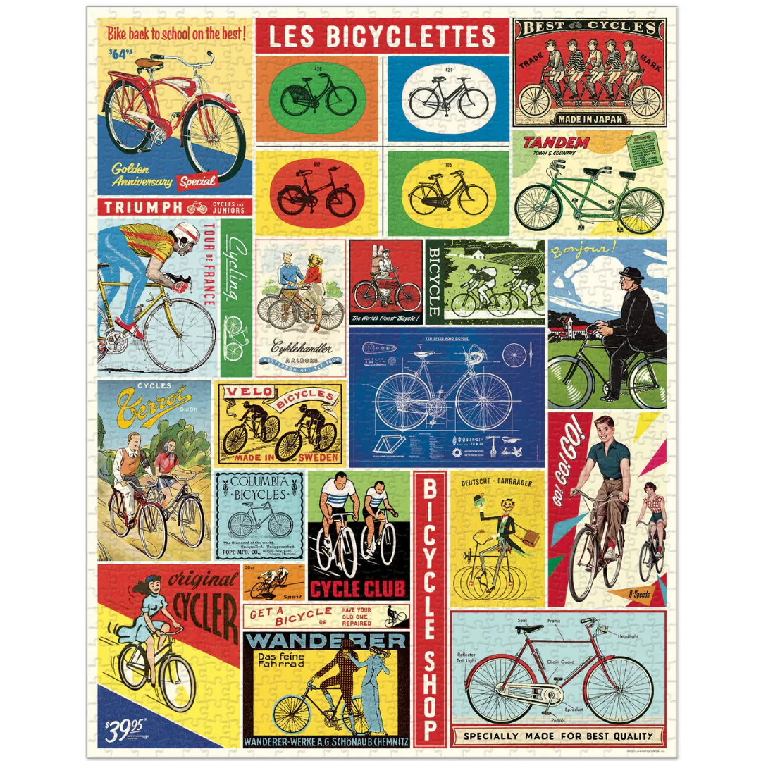 Cavallini & Co. 1000 Piece Puzzle - Bicycles - Image 2
