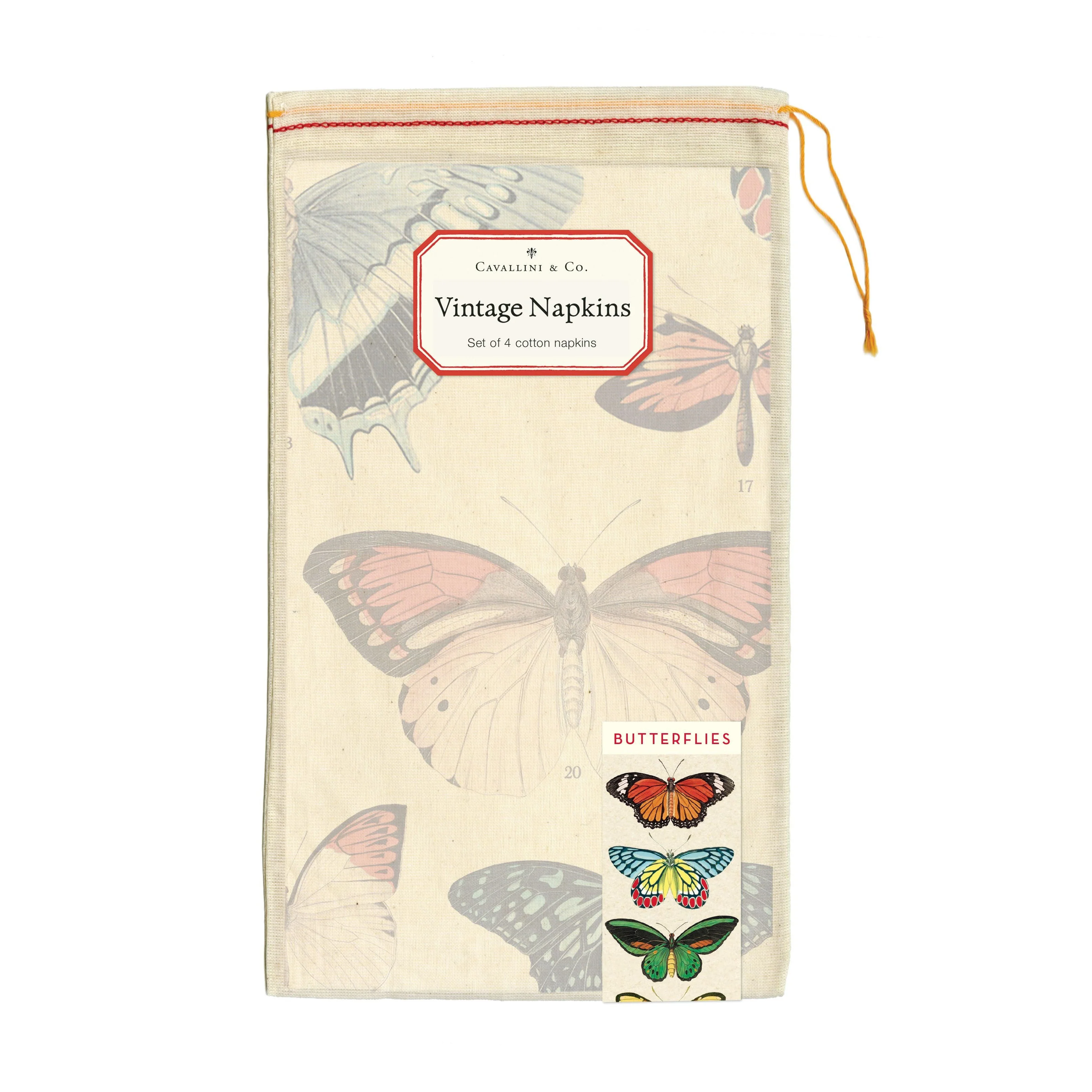 Cavallini & Co. Cloth Napkin Set of 4 - Butterflies - Image 2