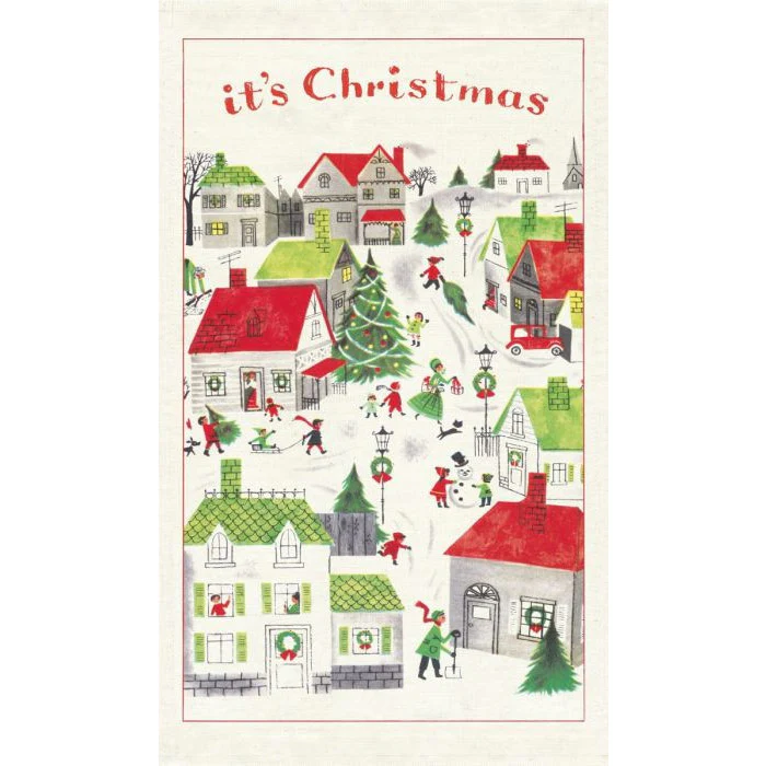 Cavallini & Co. Tea Towel - Christmas Village - Image 2