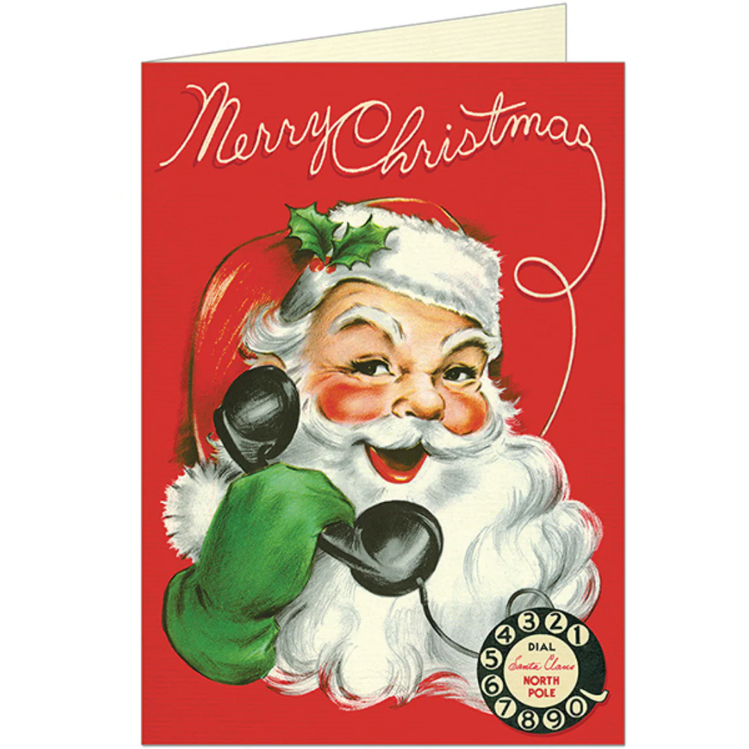 Cavallini & Co. Greeting Card - Telephone Santa