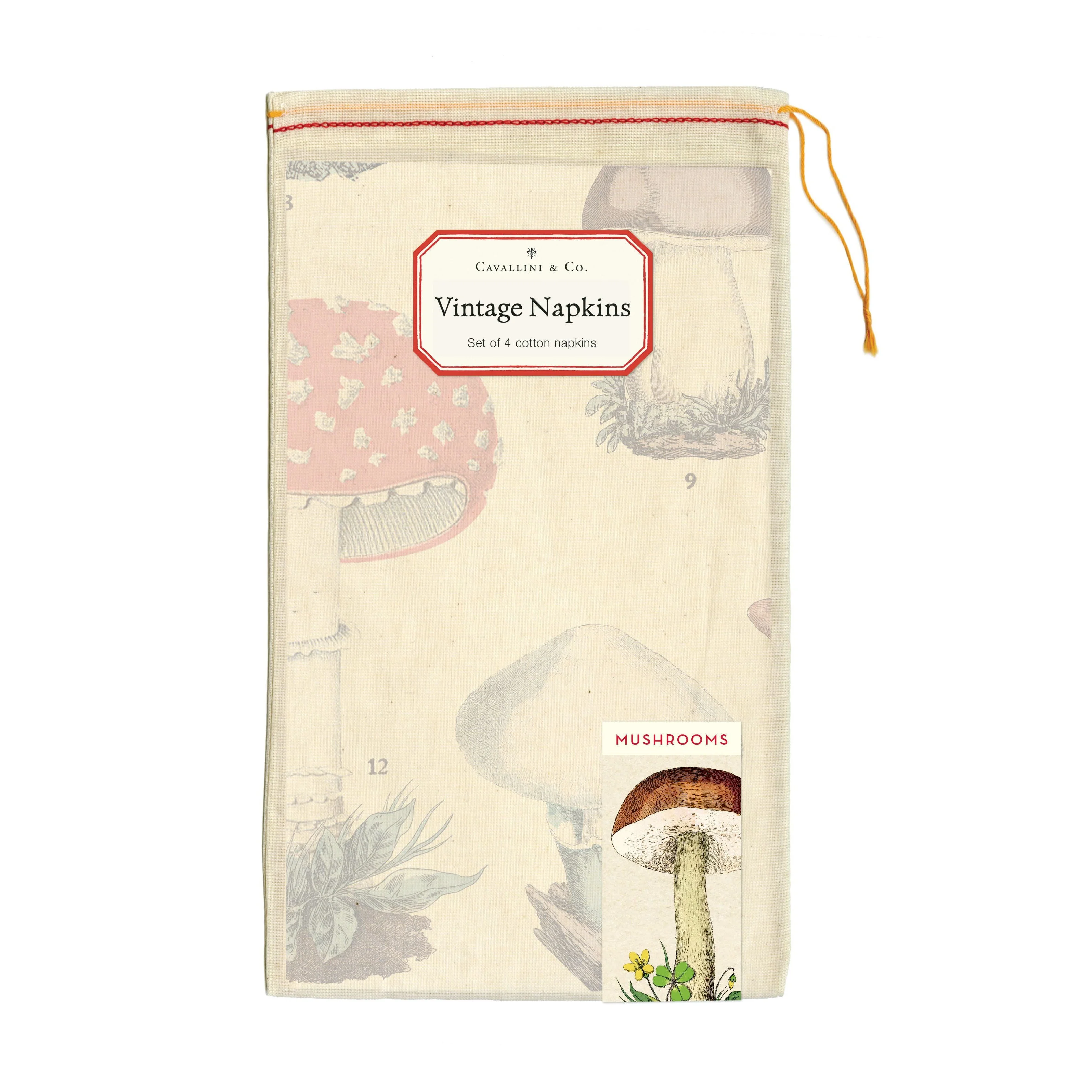 Cavallini & Co. Cloth Napkin Set of 4 - Mushroom - Image 2