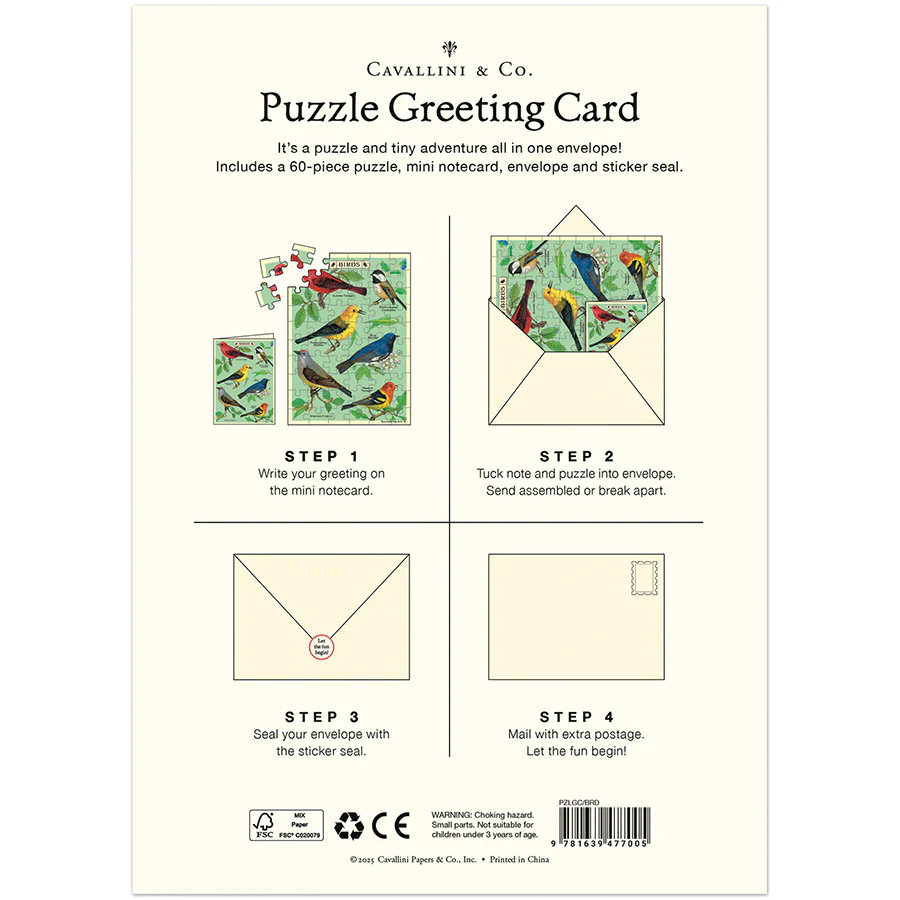 Cavallini & Co. Puzzle Greeting Card - Bird Watching - Image 2