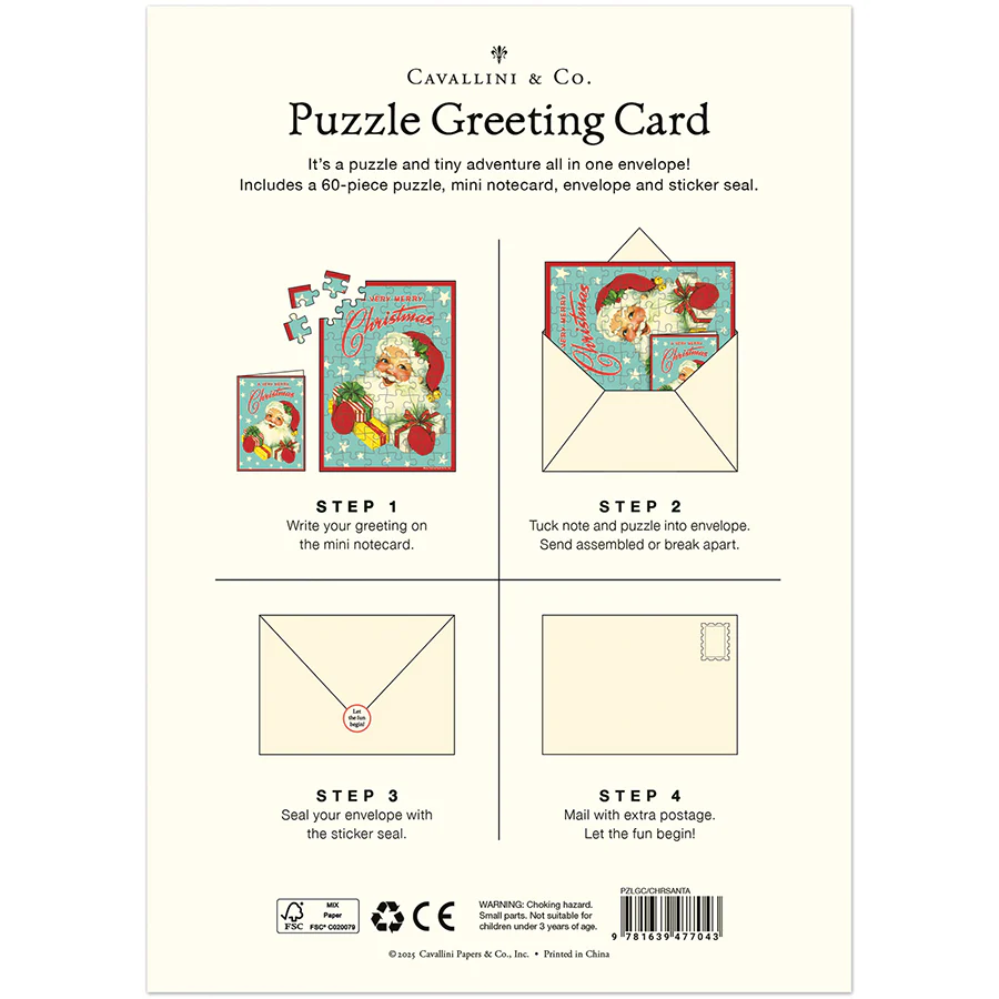 Cavallini & Co. Puzzle Greeting Card - Christmas Santa - Image 2