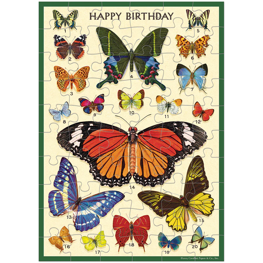 Cavallini & Co. Puzzle Greeting Card - Happy Birthday Butterflies - Image 3