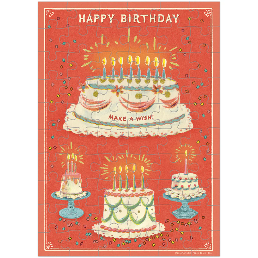 Cavallini & Co. Puzzle Greeting Card - Happy Birthday Cake - Image 3