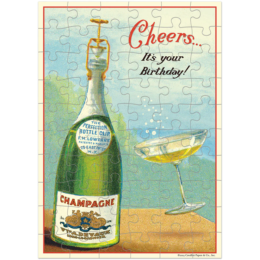 Cavallini & Co. Puzzle Greeting Card - Happy Birthday Champagne - Image 3