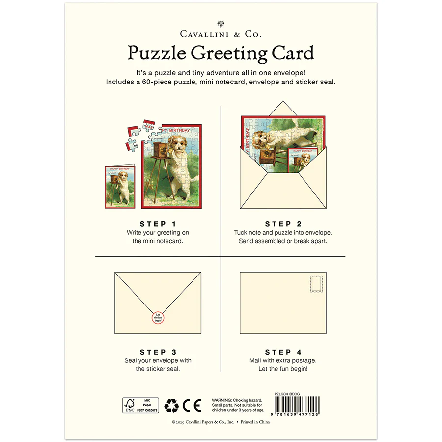 Cavallini & Co. Puzzle Greeting Card - Happy Birthday Dog - Image 2