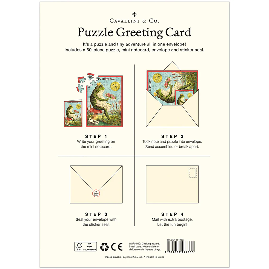 Cavallini & Co. Puzzle Greeting Card - Happy Birthday Frog - Image 2
