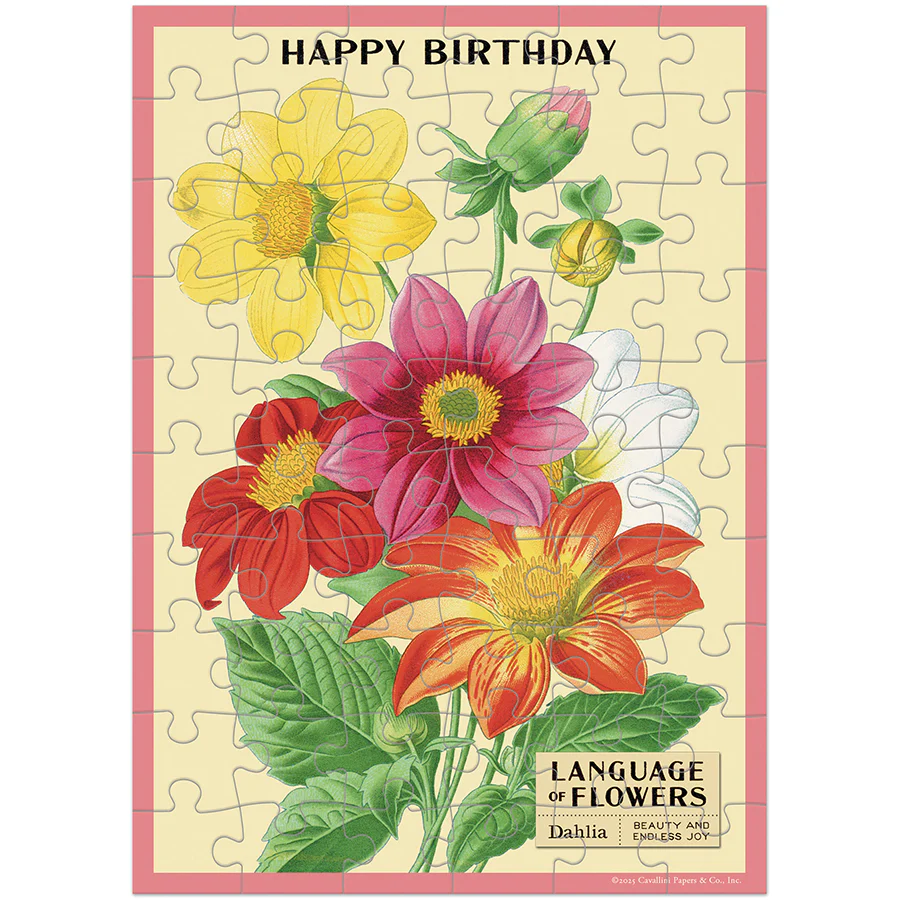 Cavallini & Co. Puzzle Greeting Card - Happy Birthday Language of Flowers - Image 2