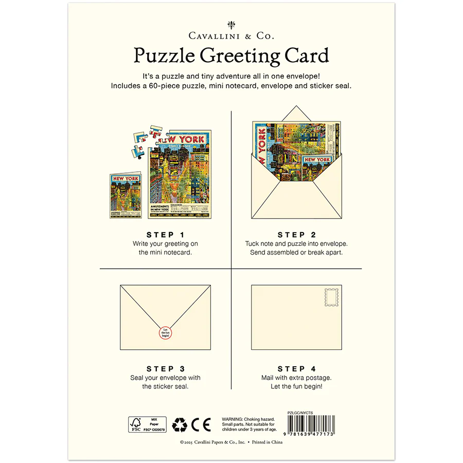 Cavallini & Co. Puzzle Greeting Card - New York City Times Square - Image 2