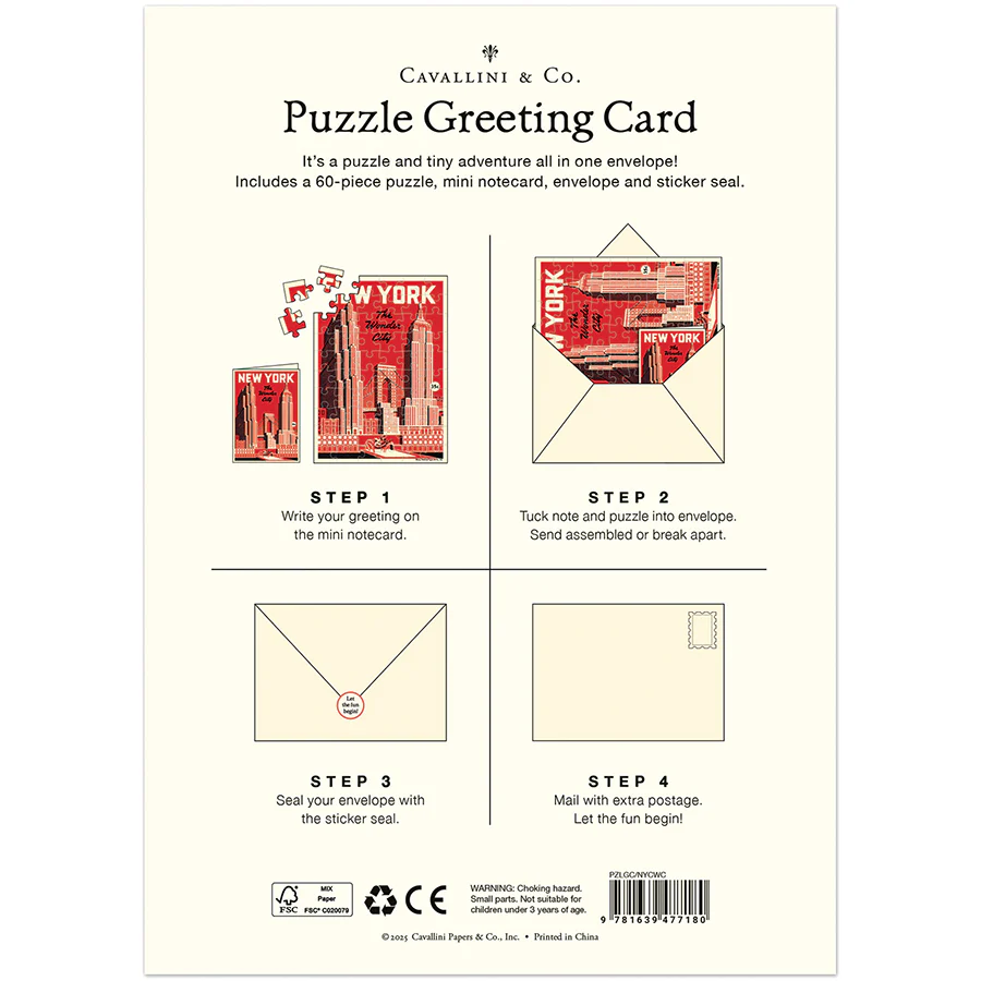 Cavallini & Co. Puzzle Greeting Card - New York City Wonder City - Image 2