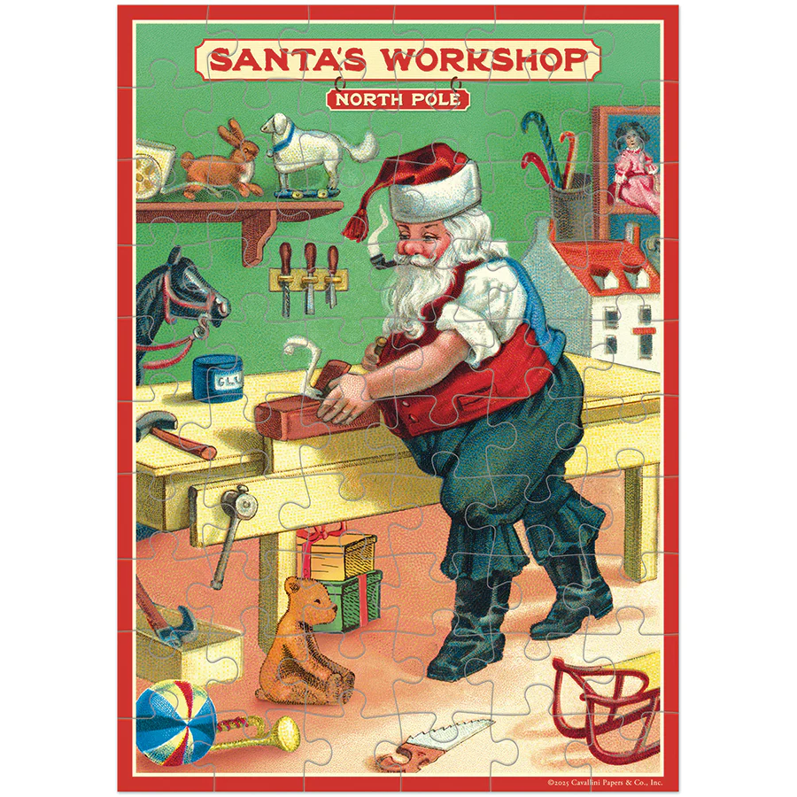 Cavallini & Co. Puzzle Greeting Card - Santa's Workshop - Image 3