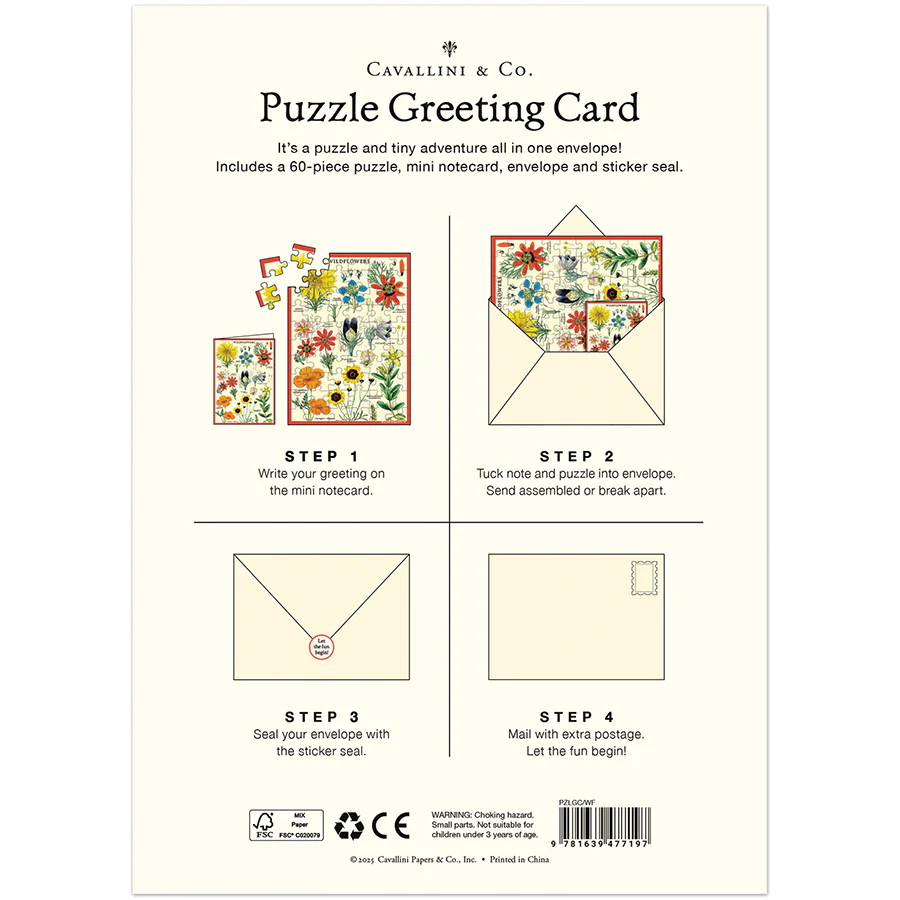 Cavallini & Co. Puzzle Greeting Card - Wildflowers - Image 2