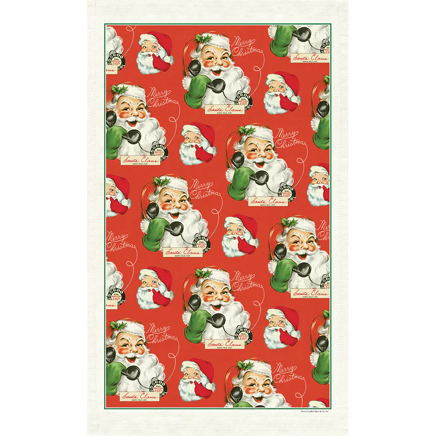 Cavallini & Co. Tea Towel - Telephone Santa