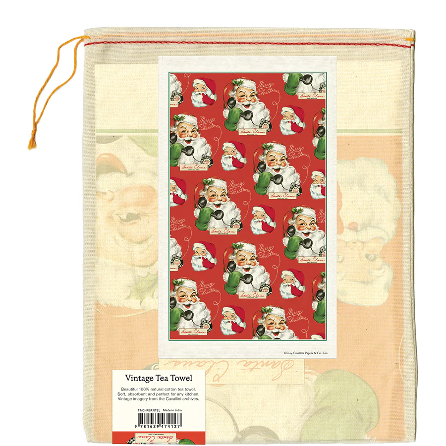 Cavallini & Co. Tea Towel - Telephone Santa - Image 3