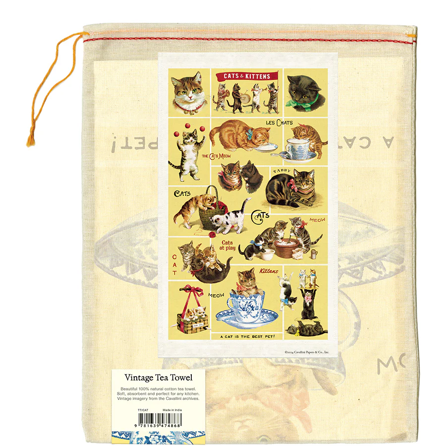 Cavallini & Co. Tea Towel - Vintage Cats - Image 3