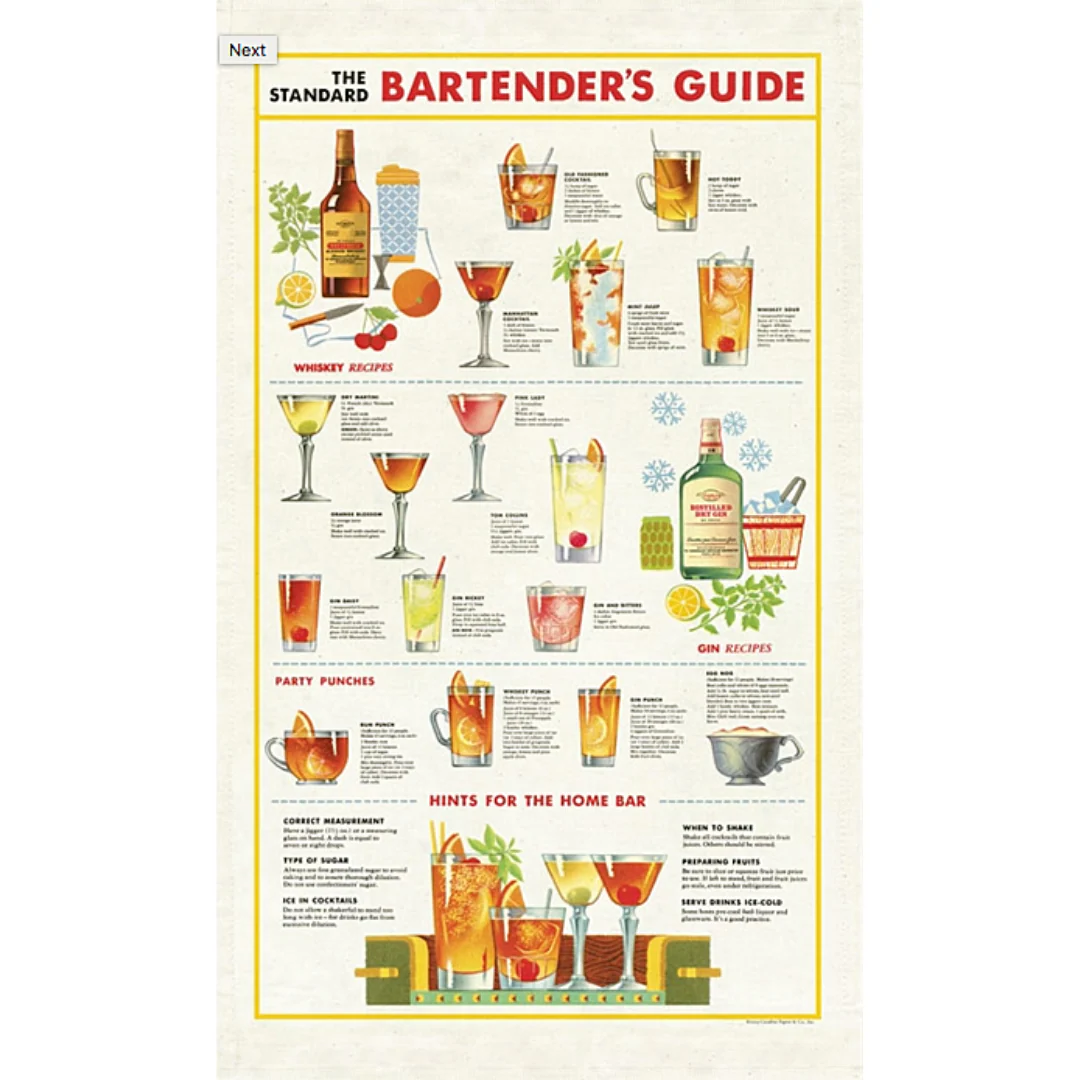 Cavallini & Co. Tea Towel - Bartenders Guide - Image 2