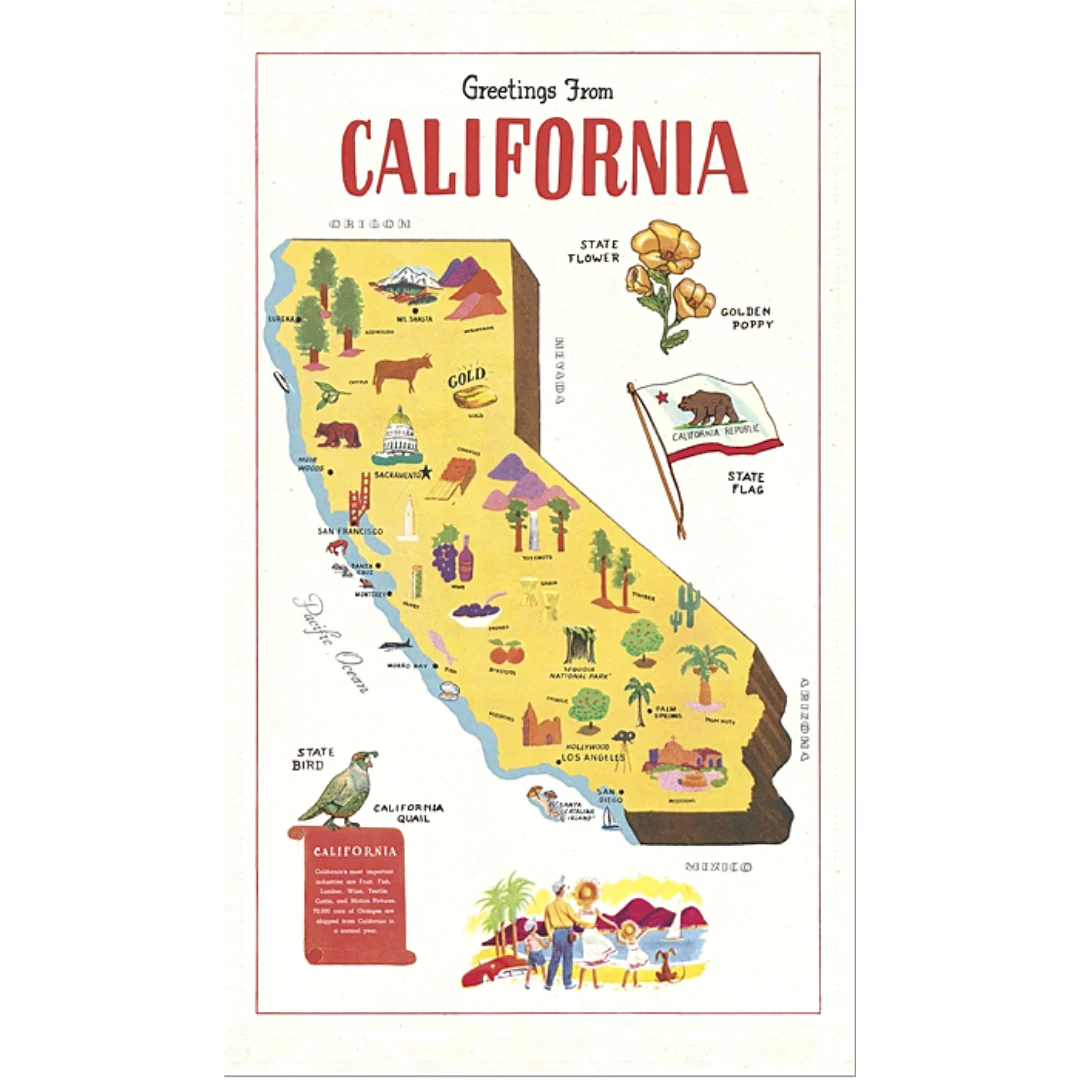 Cavallini & Co. Tea Towel - California Map - Image 2