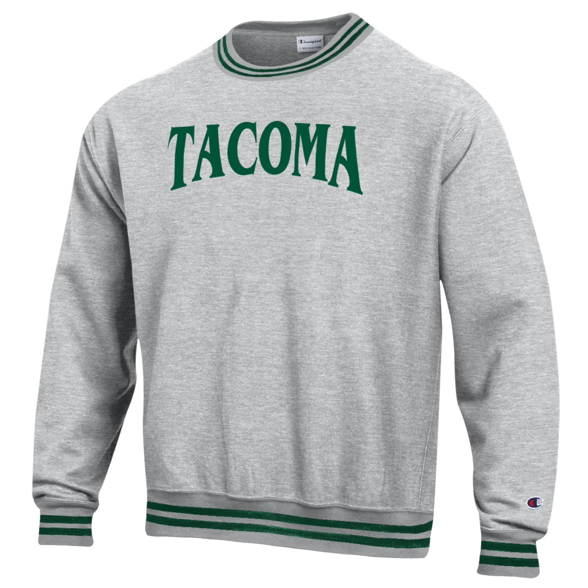 Champion Grey Tacoma Sweatshirt with Green Trim