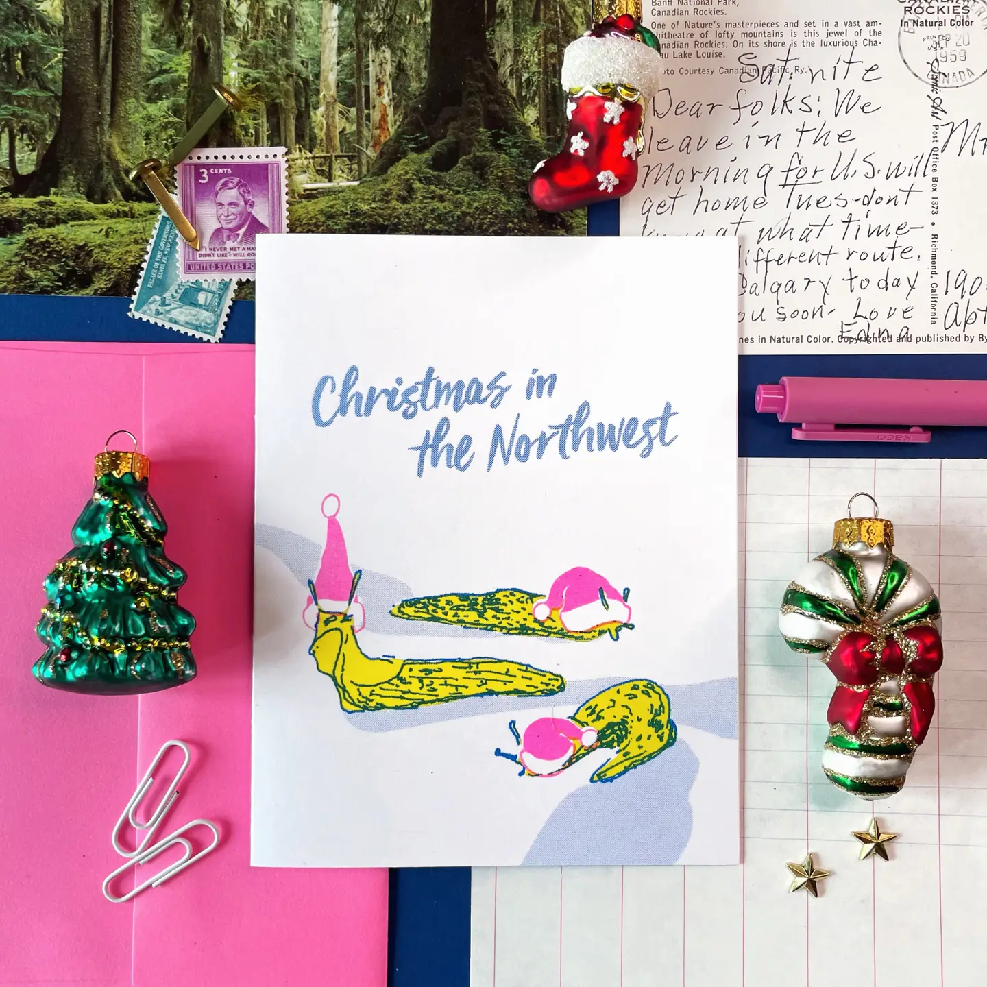 Christmas Slug PNW Risograph Card - Image 4
