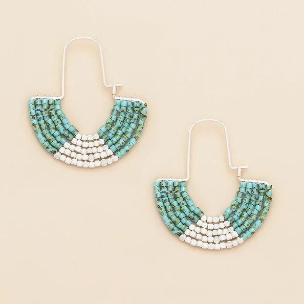 Chromacolor Miyuki U-Hoop Earring - Speckled Turquoise & Silver