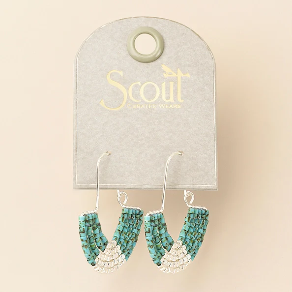 Chromacolor Miyuki U-Hoop Earring - Speckled Turquoise & Silver - Image 2