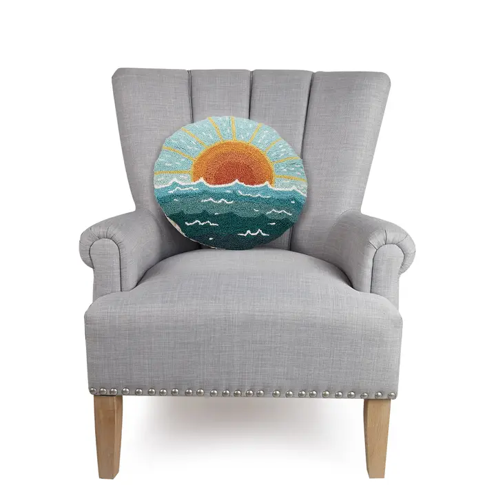 Circular Sun Seascape Pillow - Image 2