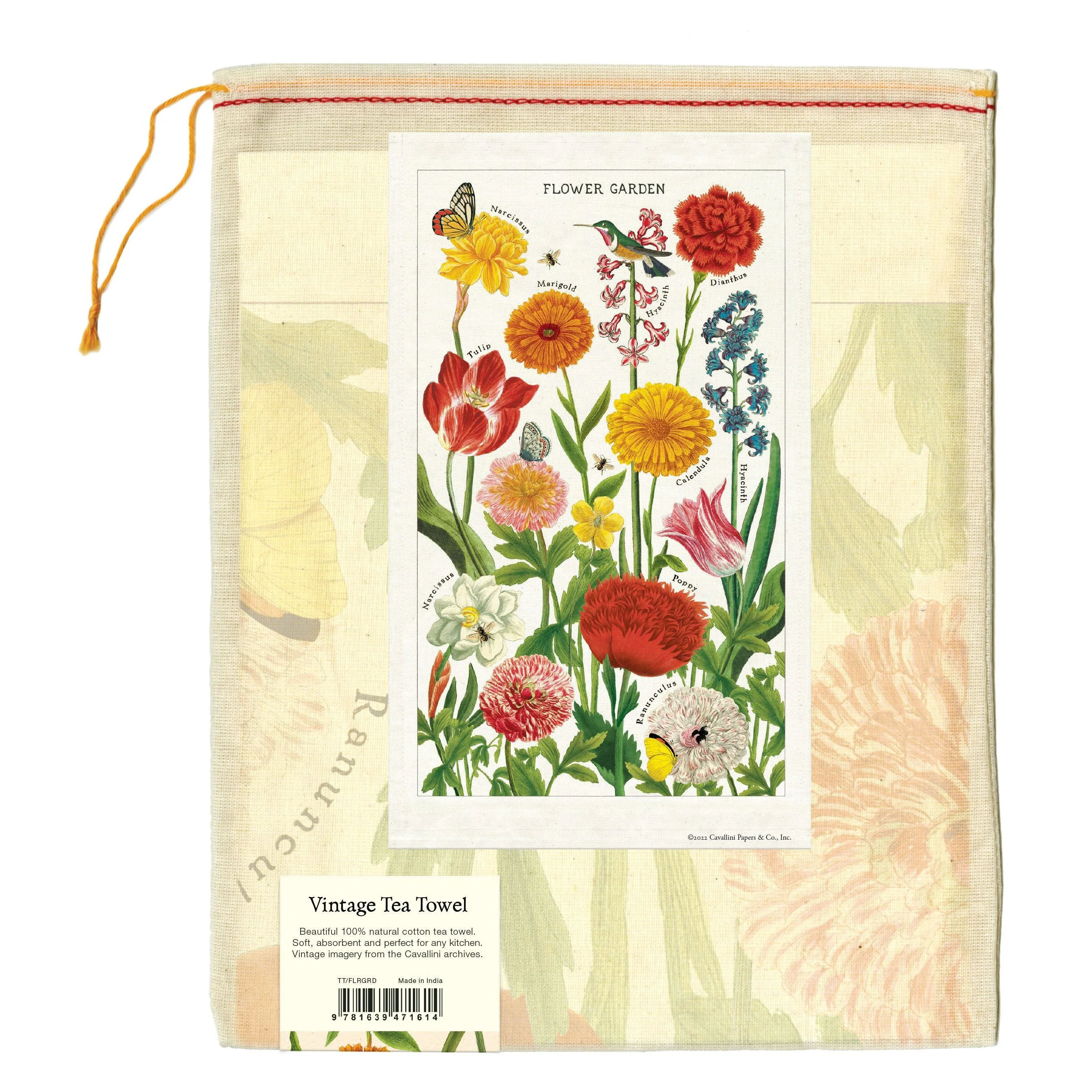 Cavallini & Co. Tea Towel - Flower Garden - Image 2