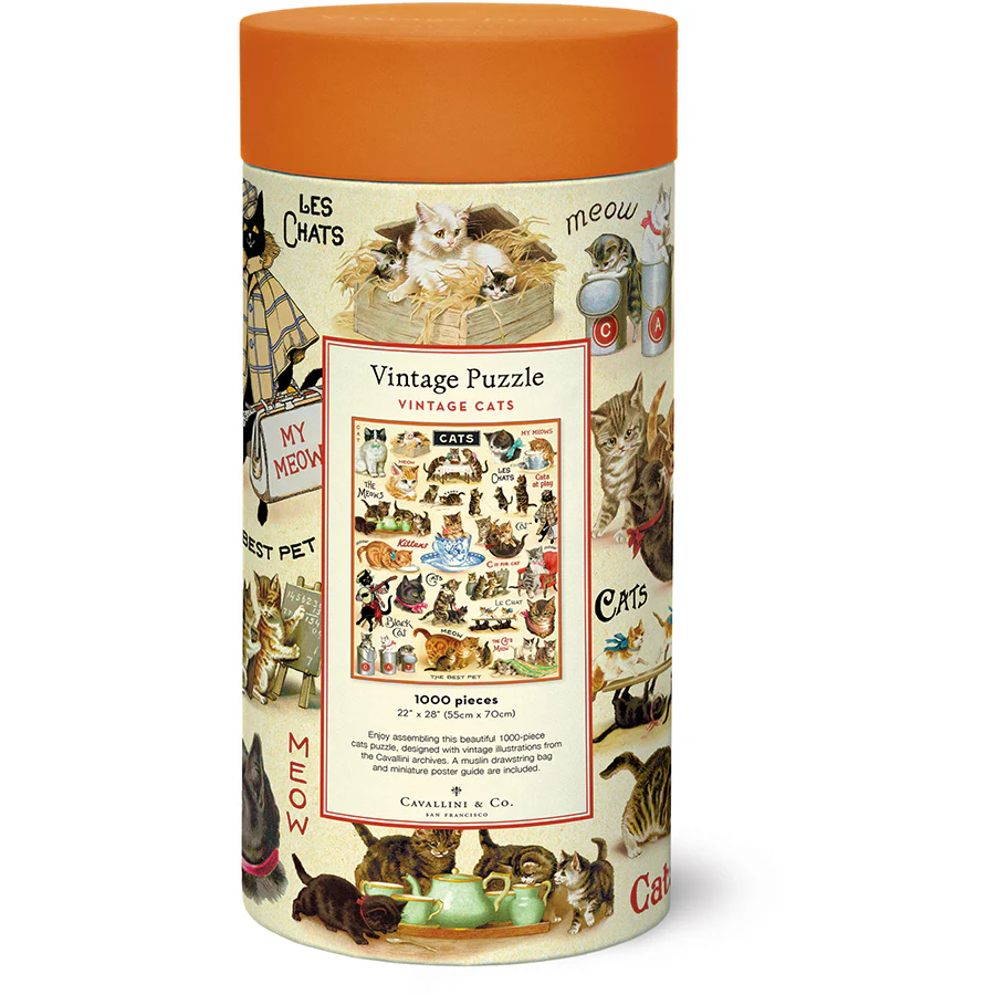 Cavallini & Co. 1000 Piece Puzzle -Vintage Cats - Image 2