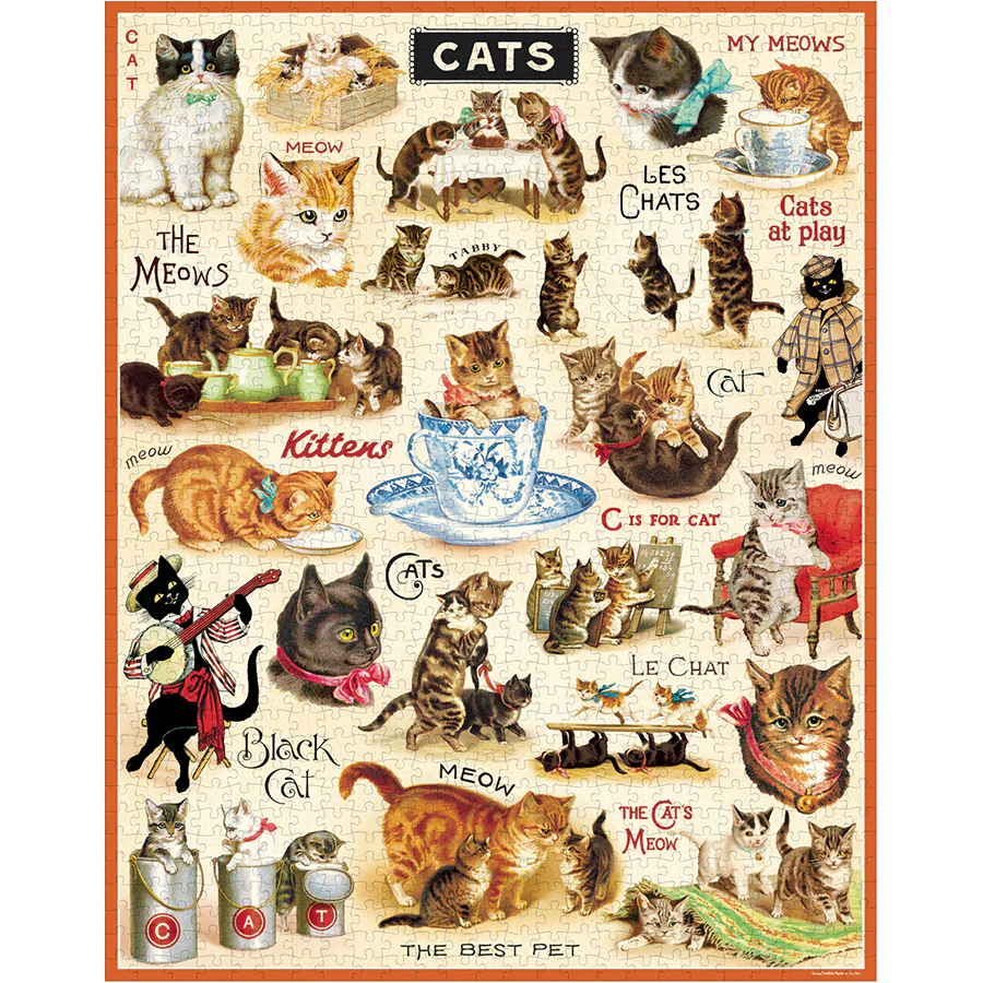 Cavallini & Co. 1000 Piece Puzzle -Vintage Cats - Image 3