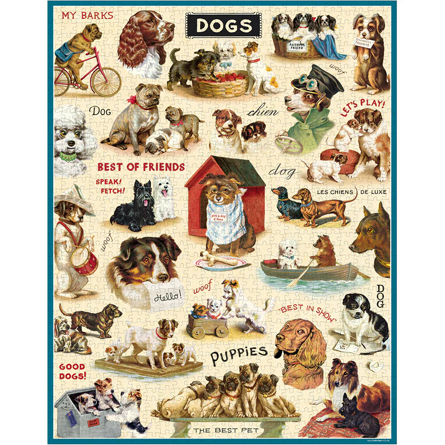 Cavallini & Co. 1000 Piece Puzzle -Vintage Dogs - Image 3
