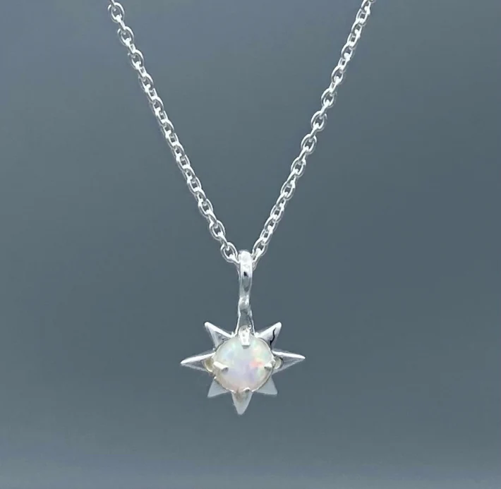 SS Syn Opal Starburst Necklace