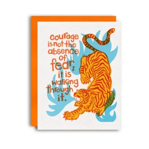 Courage Tiger Encouragement Riso Greeting Card - Image 2