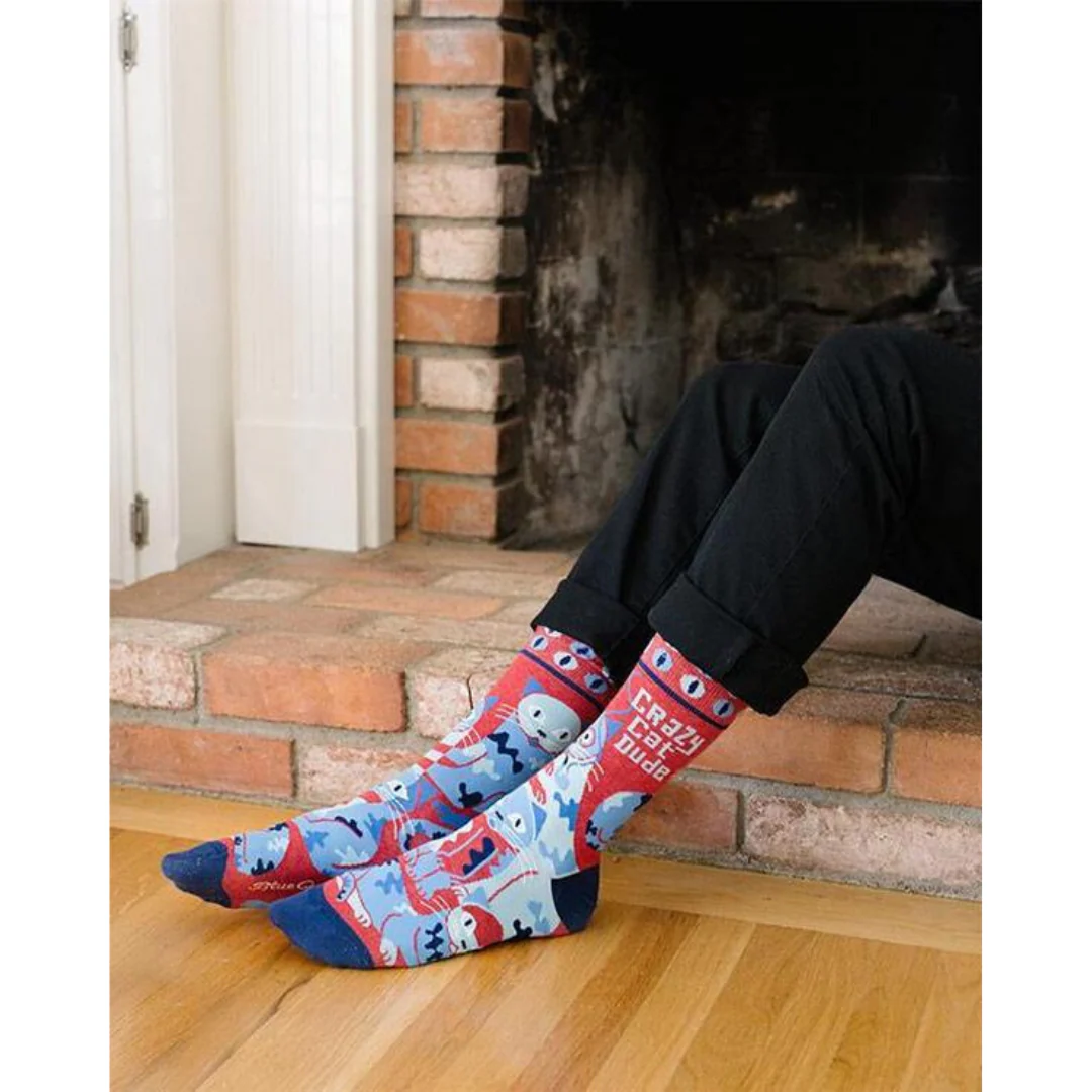 Crazy Cat Dude Men's Socks - Image 2