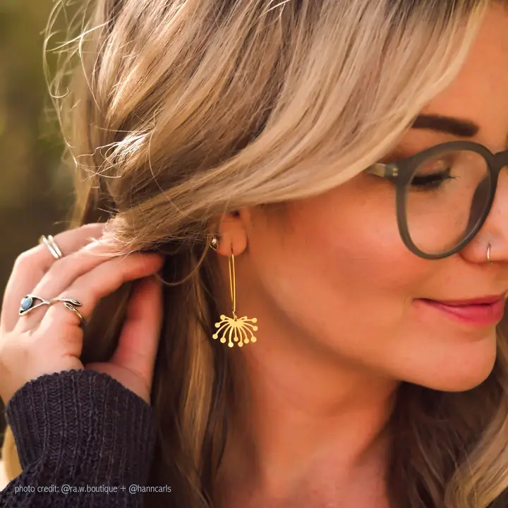 Dandelion Fluff Leaf Earrings - Image 2