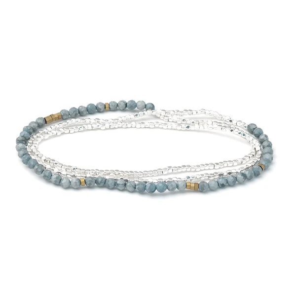 Delicate Stone Bracelet/Necklace - Blue Howlite & Silver - Stone of Harmony - Image 2