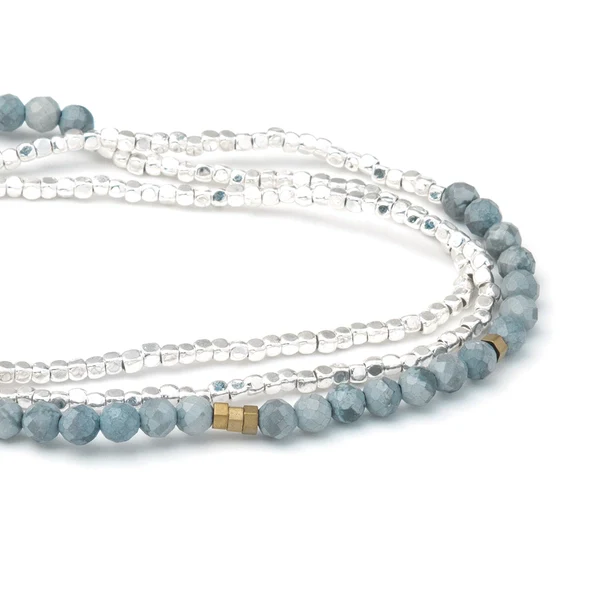 Delicate Stone Bracelet/Necklace - Blue Howlite & Silver - Stone of Harmony - Image 4